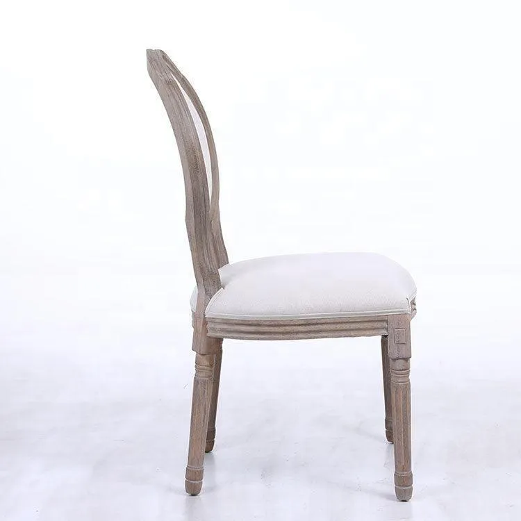 Classic Furniture French Bistro Chair - Vintage Fabric Upholstered, Wood Round Back, Indoor/Outdoor