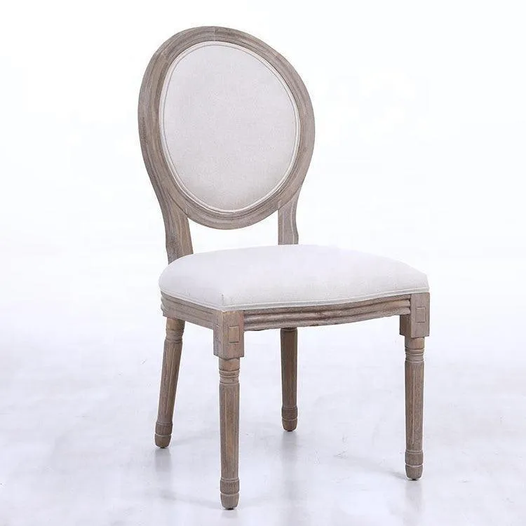 Classic Furniture French Bistro Chair - Vintage Fabric Upholstered, Wood Round Back, Indoor/Outdoor