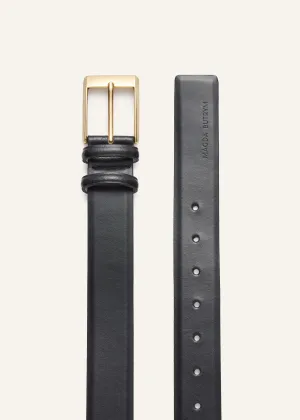 Classic gold buckle belt in black leather