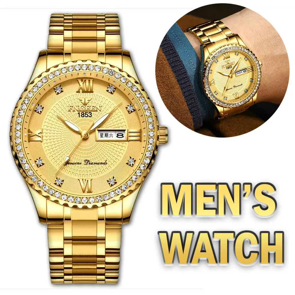 Classic Gold Men Quartz Watch Relojes De Hombre Stainless Steel Business Watches