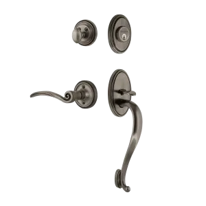 Classic Handleset with S-Grip and Classic Rosette with Swan Lever in Antique Pewter