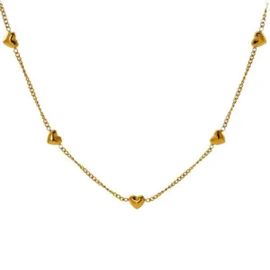 Classic Heart Charm Necklace – Elegant Gold Chain Design