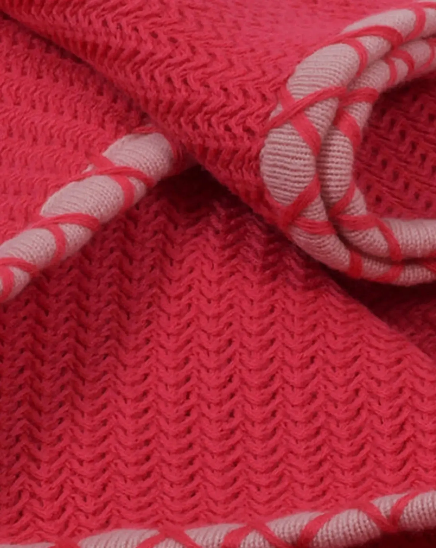 Classic Herringbone Dusty Rose Cotton Blanket