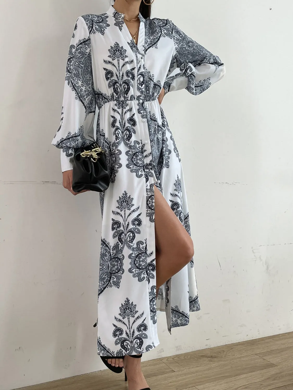 Classic Lantern Sleeve Midi Dress