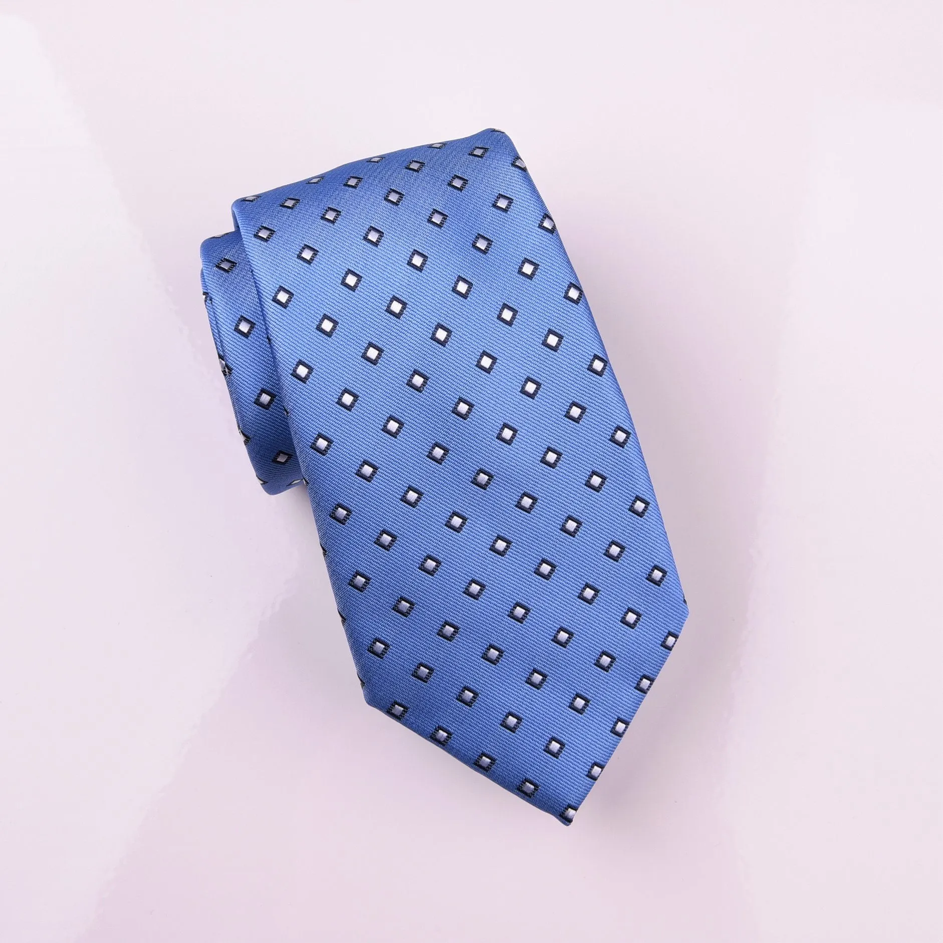 Classic Light Blue Diamond Square Super Match Pairing Skinny Tie 3"