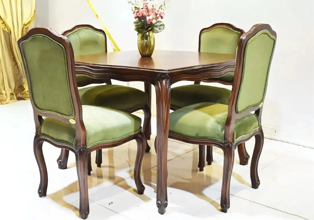 Classic Look Handcrafted Solid Wood Dining Table Set