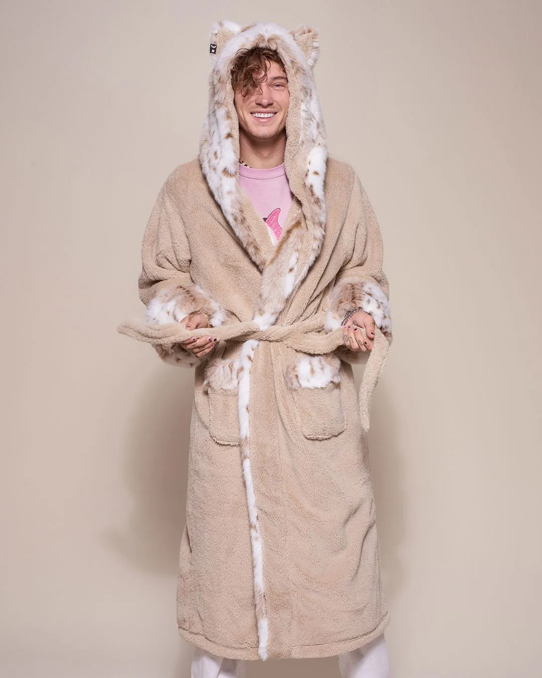 Classic Men's Luxury Beige Robe | Snow Leopard