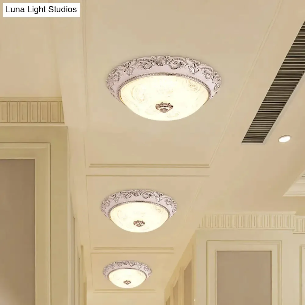 Classic Milk Glass Silver LED Flush Mount Ceiling Light, 16"/19.5" – Dome Hallway Lighting