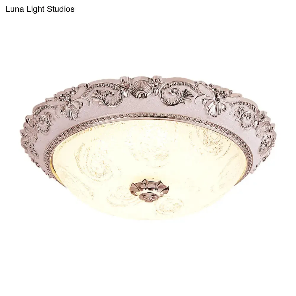 Classic Milk Glass Silver LED Flush Mount Ceiling Light, 16"/19.5" – Dome Hallway Lighting