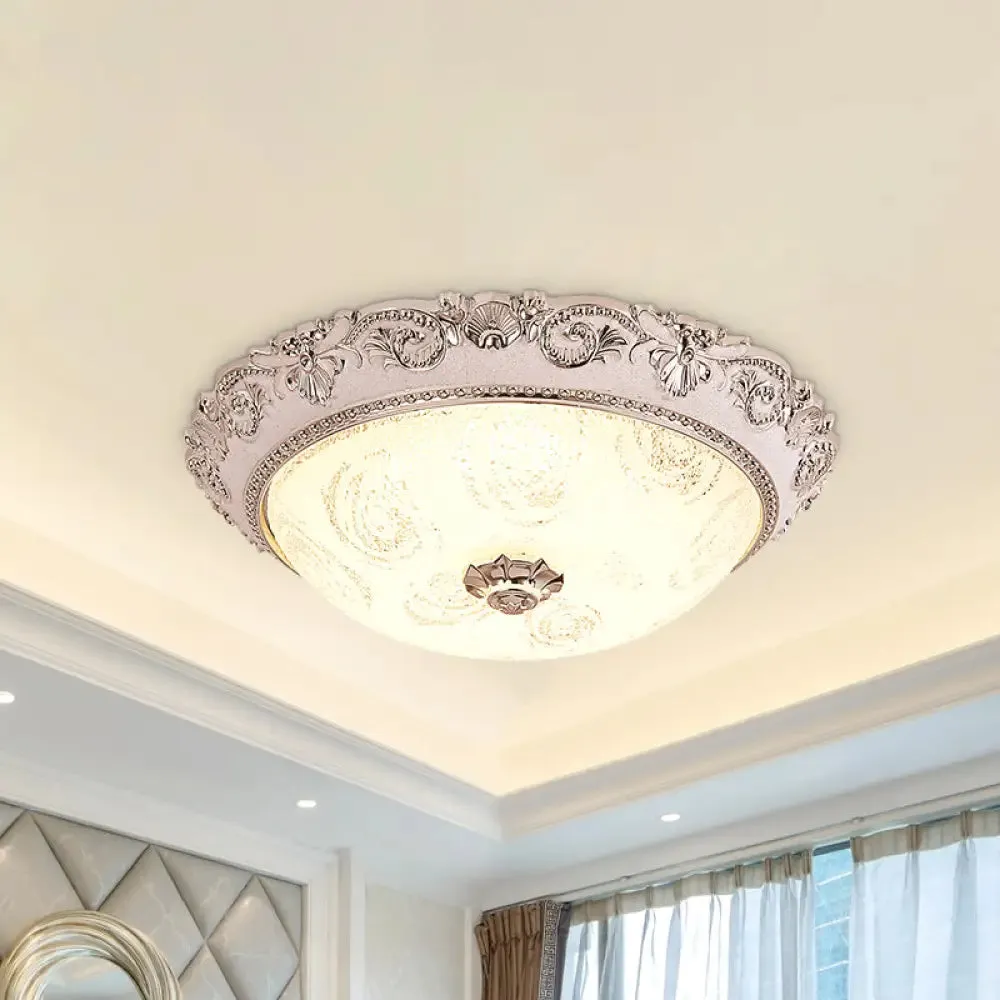 Classic Milk Glass Silver LED Flush Mount Ceiling Light, 16"/19.5" – Dome Hallway Lighting