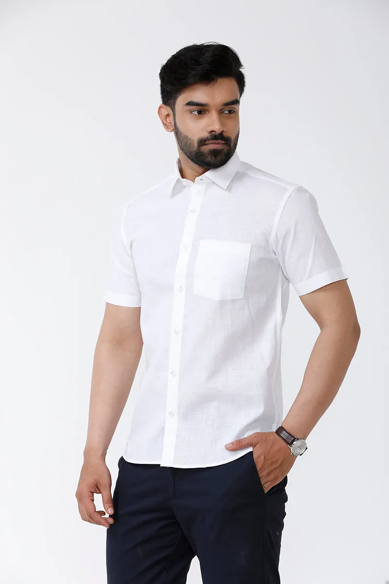 Classic Mono - Formal White Shirt For Men | Uathayam