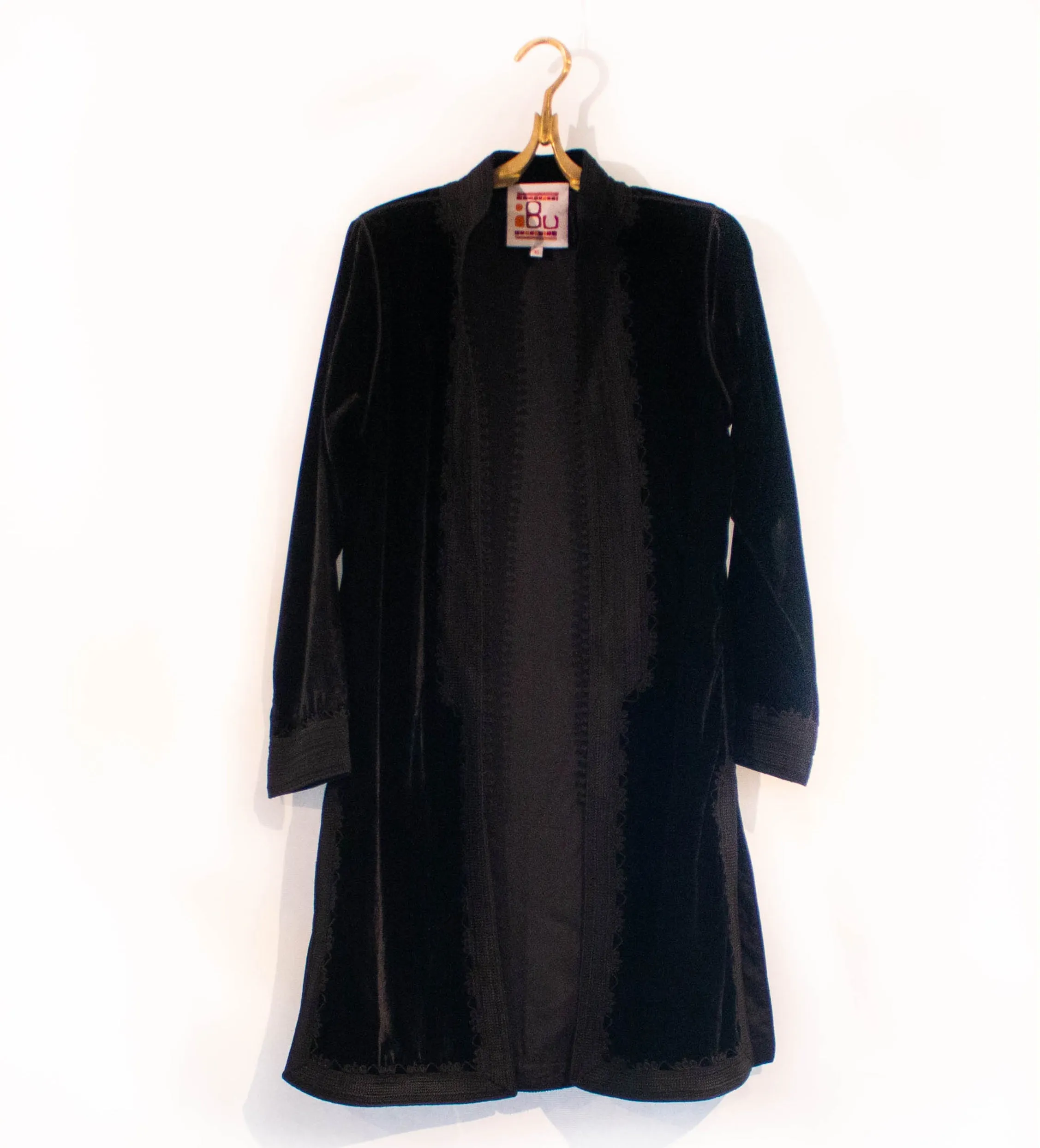 Classic Moroccan Velvet Jacket: Black