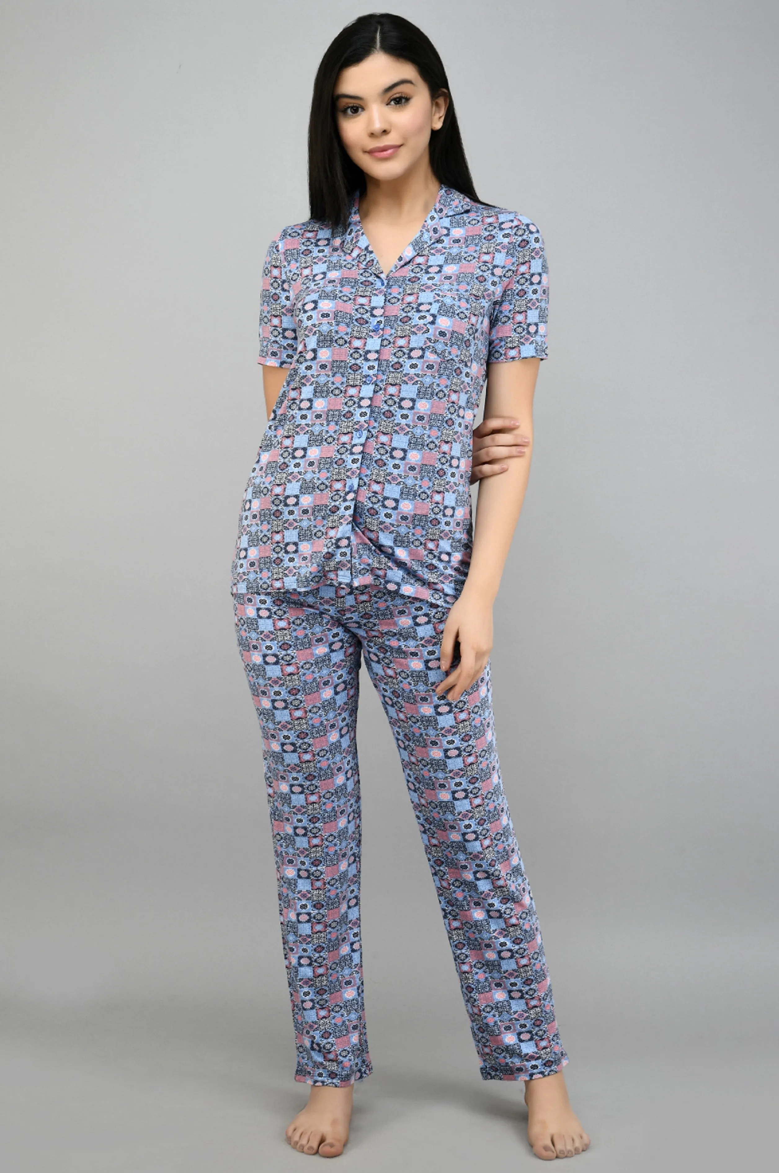 Classic mosaic button down pajama set