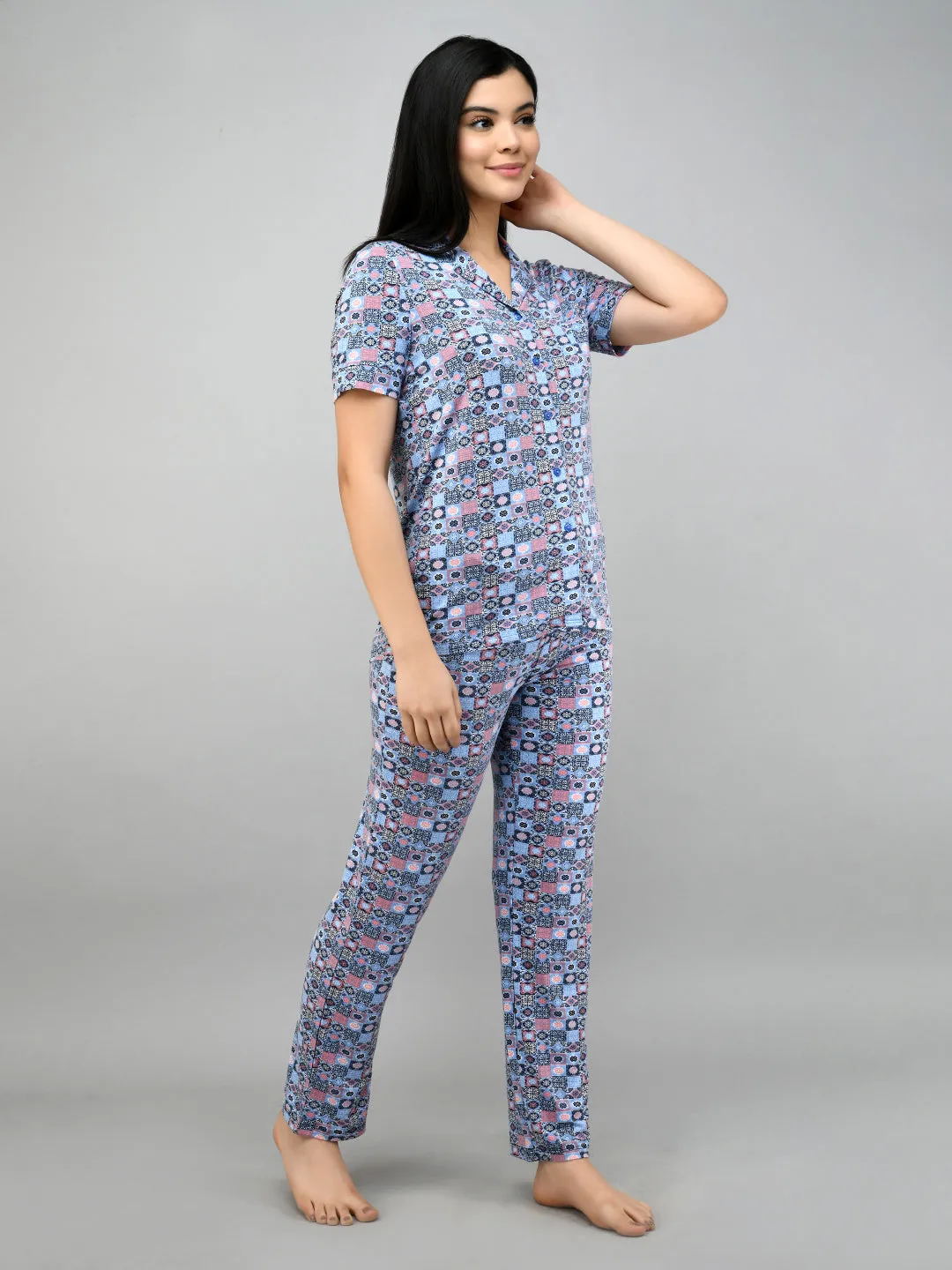 Classic mosaic button down pajama set