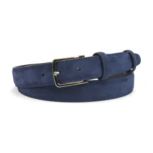 Classic Narrow Navy Blue Suede Belt