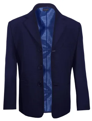 Classic Navy Blue Boys 3-Button Suit Jacket by Paul Malone