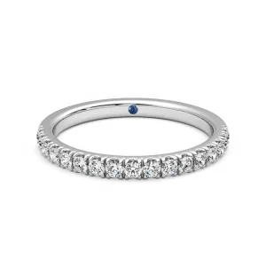 Classic Pavé Set Moissanite Wedding Band with Anniversary Stone Accent