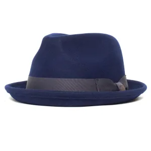 Classic Pork Pie Fedora Hat-Navy