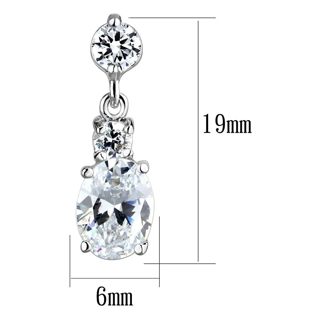 Classic Radiance: Rhodium Brass Earrings with Clear AAA Grade CZ, Classic Style, Gift Ready Earrings