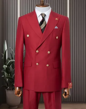 Classic Red Double Breasted Suit