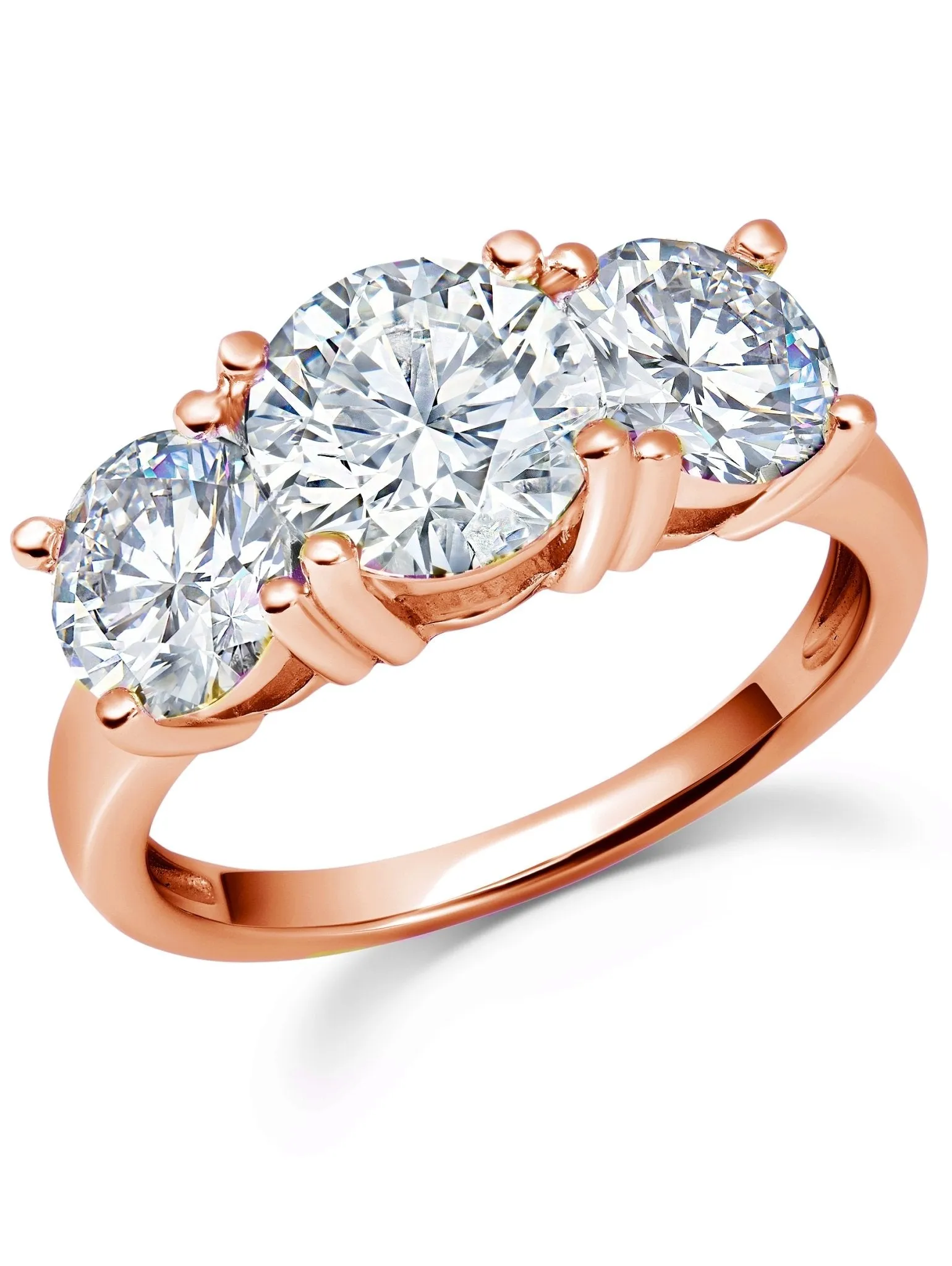 Classic Rose Gold Three Stone Ring