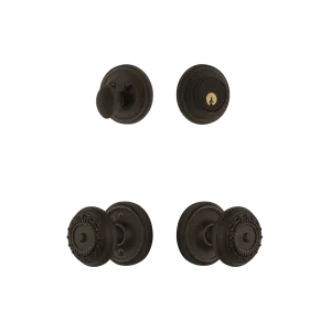 Classic Rosette Entry Set with Meadows Knob in Oil-Rubbed Bronze