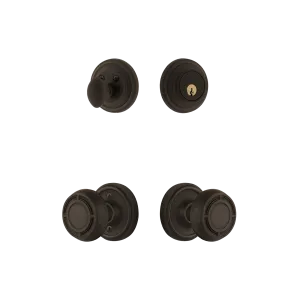 Classic Rosette Entry Set with Mission Knob in Oil-Rubbed Bronze