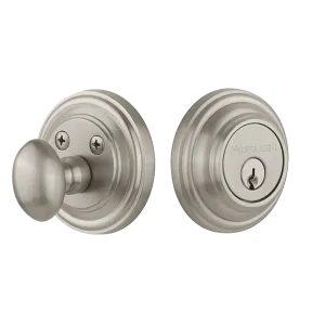 Classic Rosette Single Cylinder Deadbolt in Satin Nickel