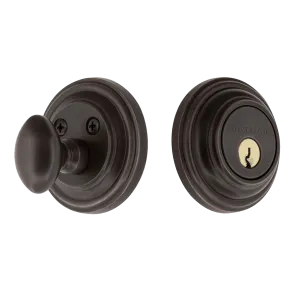 Classic Rosette Single Cylinder Deadbolt in Timeless Bronze