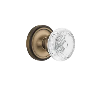 Classic Rosette with Crystal Meadows Knob in Antique Brass