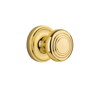 Classic Rosette with Deco Knob in Unlacquered Brass