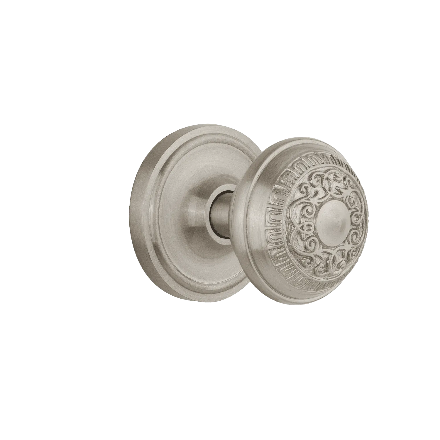 Classic Rosette with Egg & Dart Knob in Satin Nickel