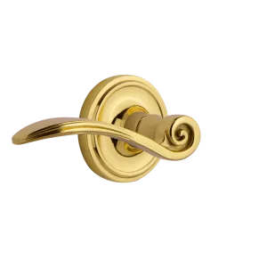 Classic Rosette with Swan Lever in Polished Brass