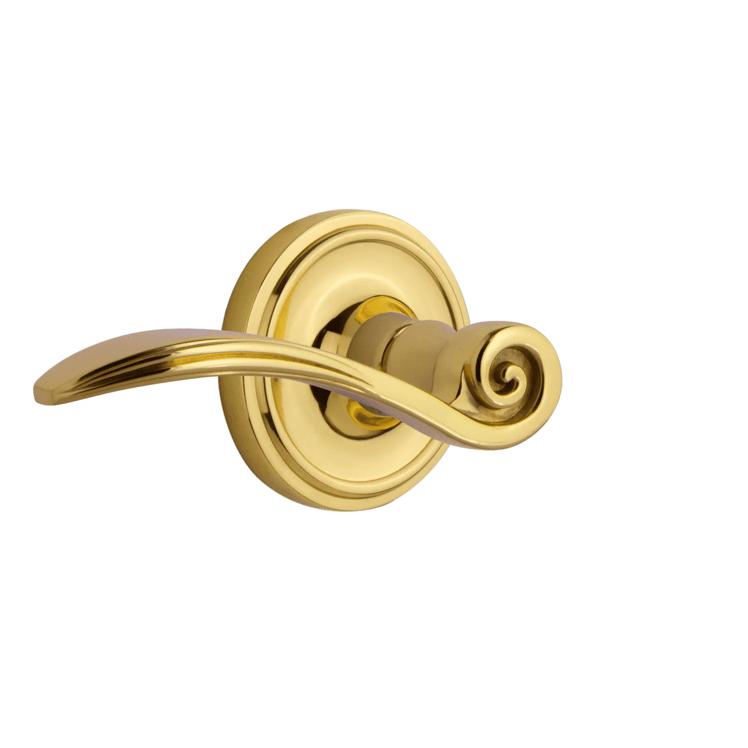 Classic Rosette with Swan Lever in Polished Brass