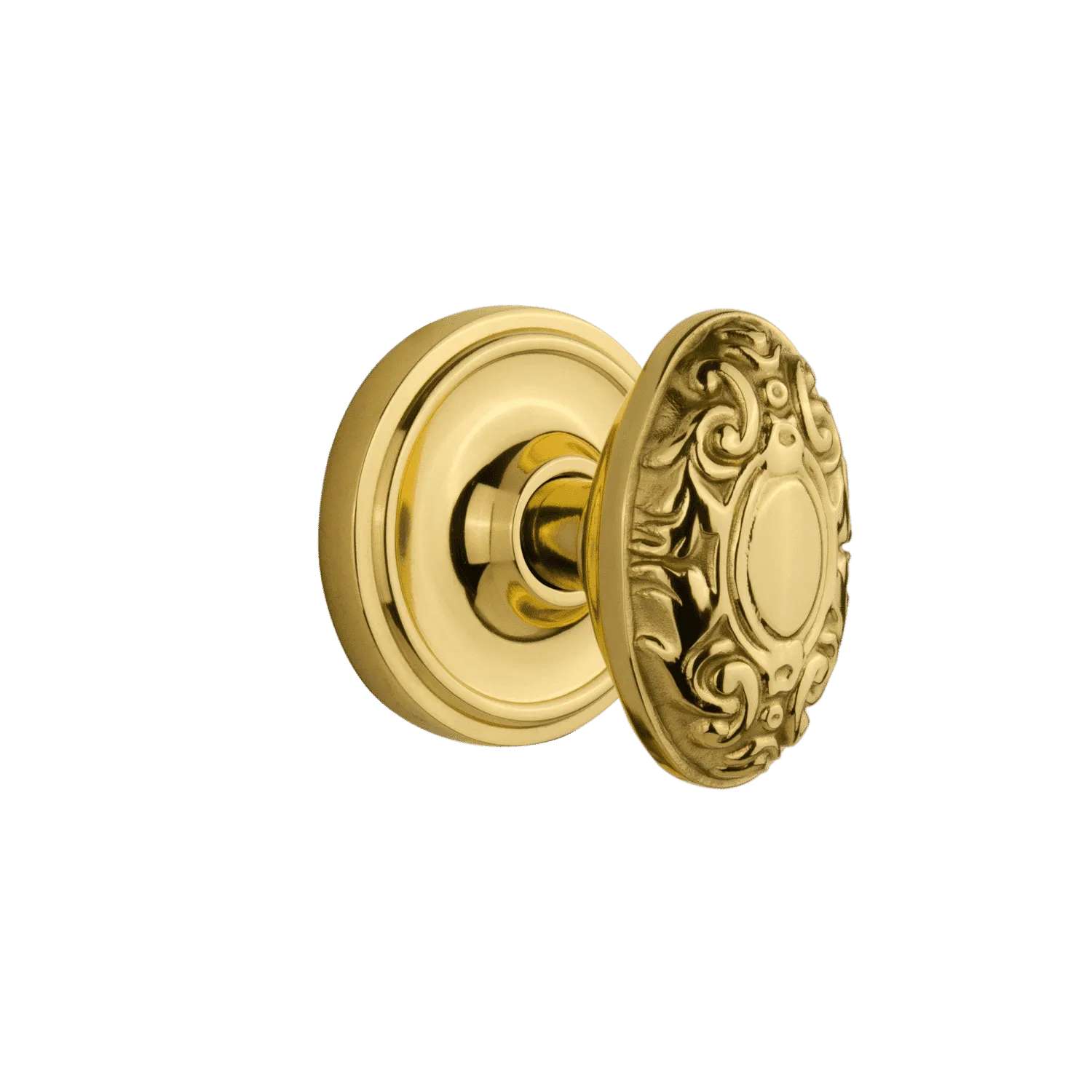 Classic Rosette with Victorian Knob in Polished Brass