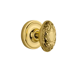 Classic Rosette with Victorian Knob in Polished Brass