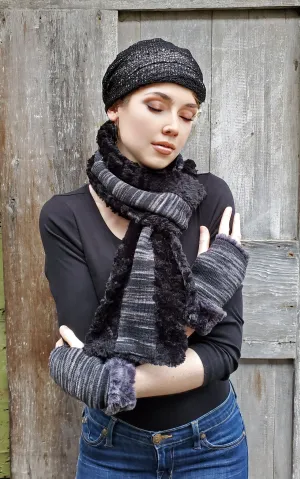 Classic Scarf -  Sweet Stripes in Blackberry Cobbler with Assorted Faux Fur (Limited Availability)