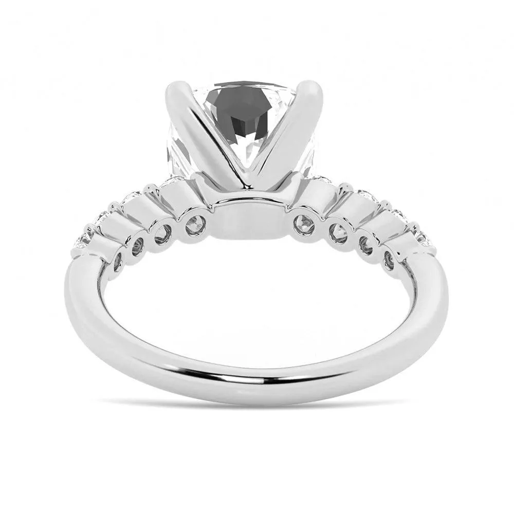 Classic Shared-Prong Cushion Cut Moissanite Engagement Ring