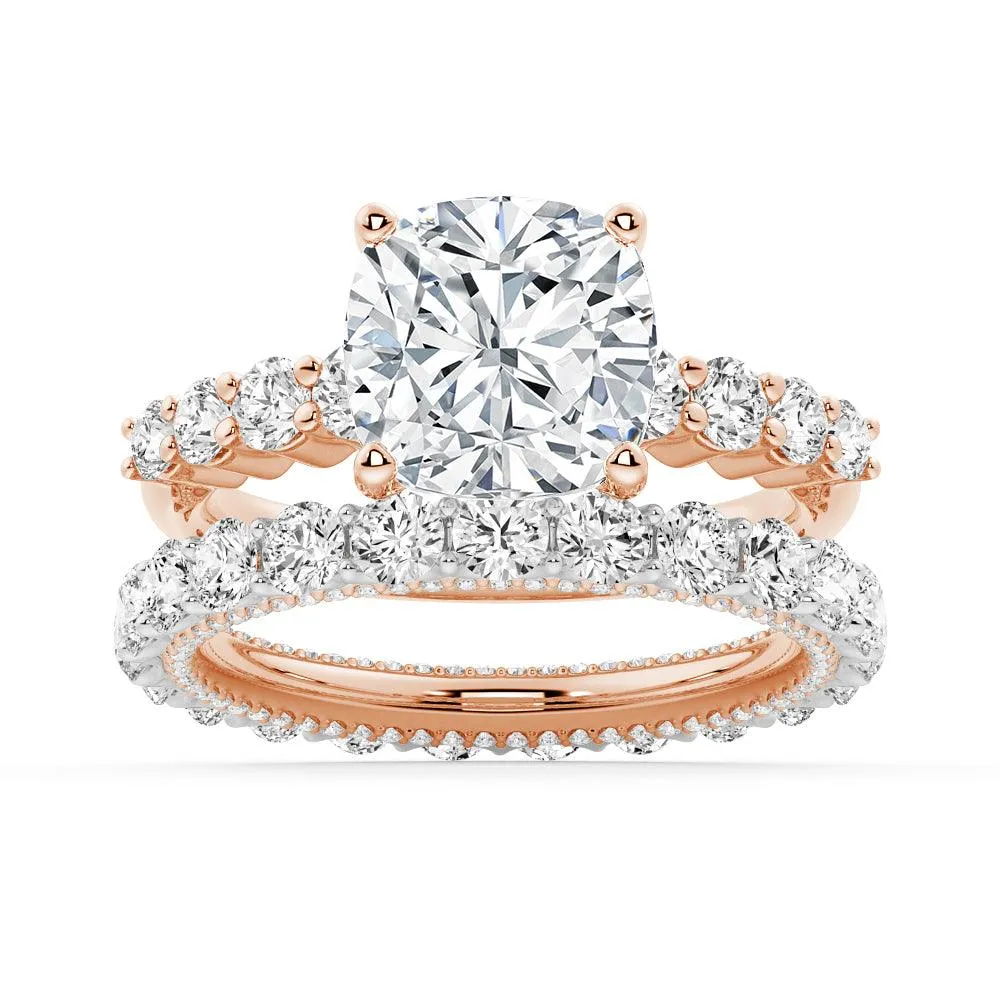 Classic Shared-Prong Cushion Cut Moissanite Engagement Ring