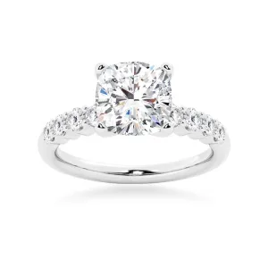 Classic Shared-Prong Cushion Cut Moissanite Engagement Ring