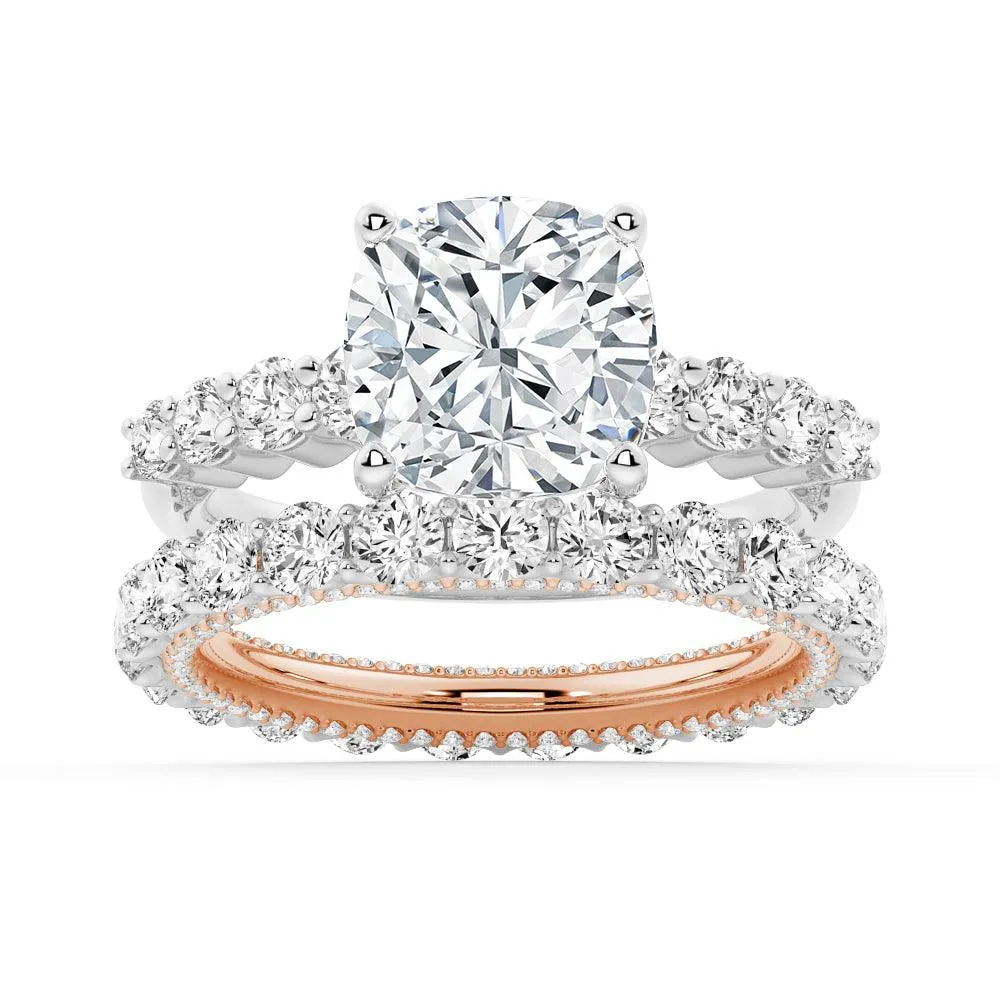 Classic Shared-Prong Cushion Cut Moissanite Engagement Ring