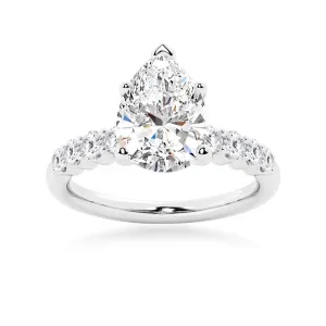 Classic Shared-Prong Pear Shaped Moissanite Engagement Ring