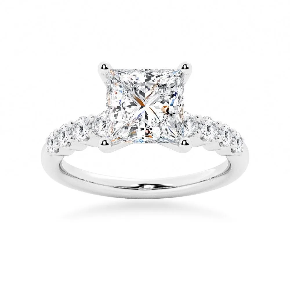 Classic Shared-Prong Princess Cut Moissanite Engagement Ring