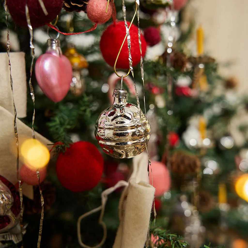 Classic Silver Handblown Glass Ornaments - 6 Piece Set