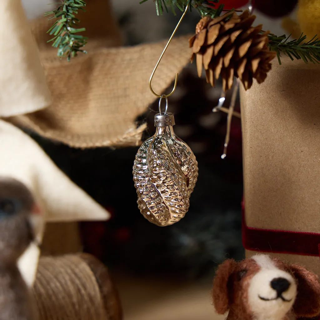 Classic Silver Handblown Glass Ornaments - 6 Piece Set