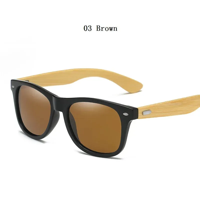 Classic Square Bamboo Wood Sunglasses Men Women High Quality Vintage Driving Fishing Sun Glasses Brand Design Anti-glare Eyewear