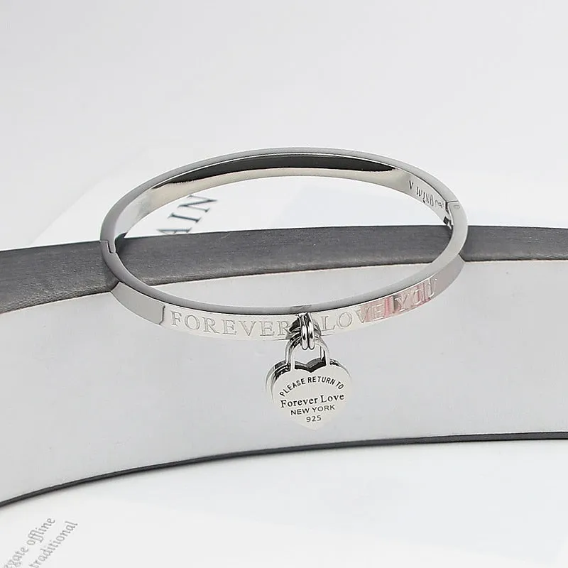 Classic Stainless Steel Double Peach Heart Bracelets