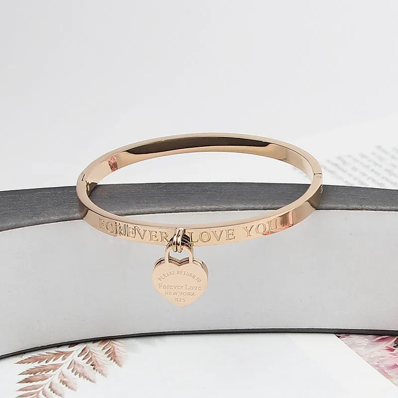 Classic Stainless Steel Double Peach Heart Bracelets