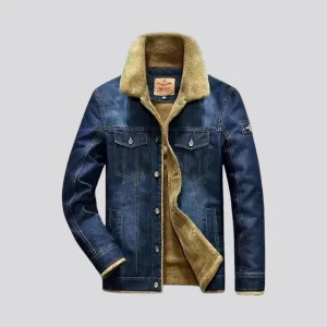 Classic vintage sanded men's denim jacket