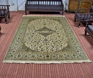 Classic White Kashan Silk Carpet